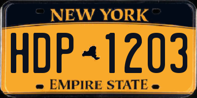 NY license plate HDP1203
