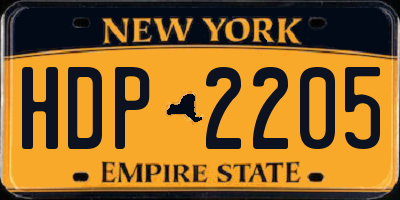 NY license plate HDP2205