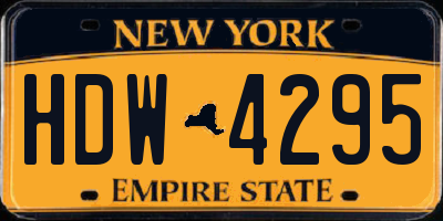 NY license plate HDW4295