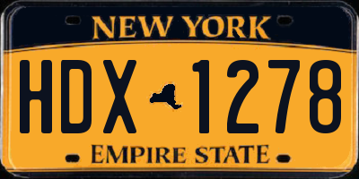 NY license plate HDX1278