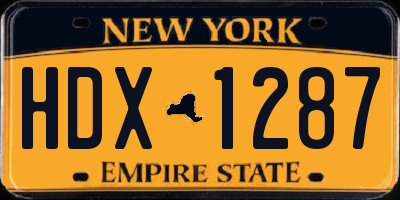 NY license plate HDX1287