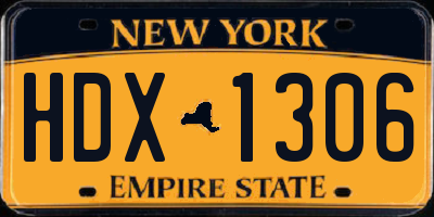NY license plate HDX1306