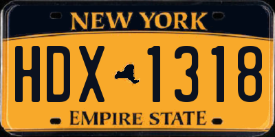 NY license plate HDX1318