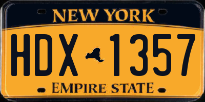 NY license plate HDX1357