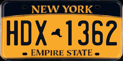 NY license plate HDX1362