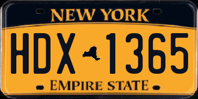 NY license plate HDX1365