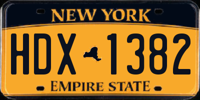 NY license plate HDX1382