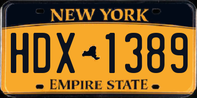 NY license plate HDX1389