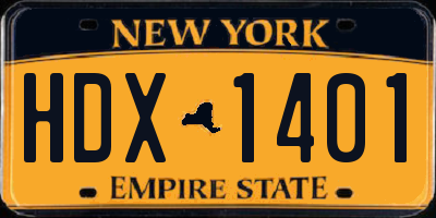 NY license plate HDX1401