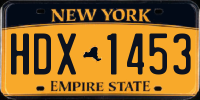 NY license plate HDX1453