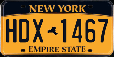 NY license plate HDX1467