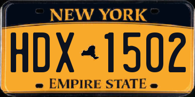 NY license plate HDX1502