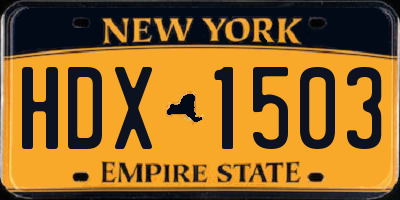 NY license plate HDX1503