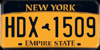 NY license plate HDX1509