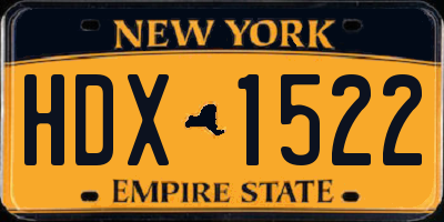 NY license plate HDX1522