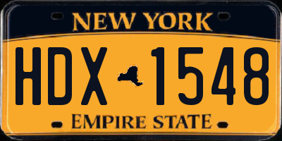 NY license plate HDX1548