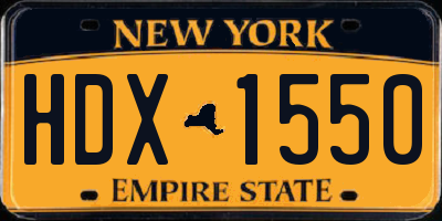 NY license plate HDX1550