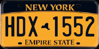 NY license plate HDX1552
