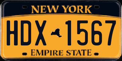 NY license plate HDX1567