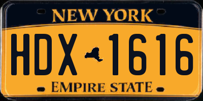 NY license plate HDX1616