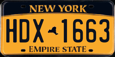 NY license plate HDX1663
