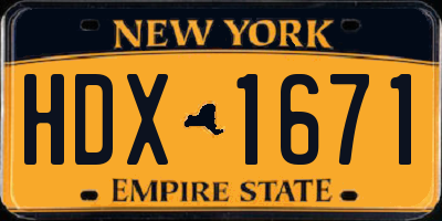 NY license plate HDX1671