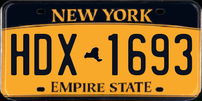NY license plate HDX1693