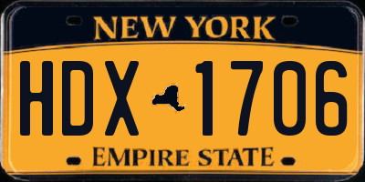 NY license plate HDX1706