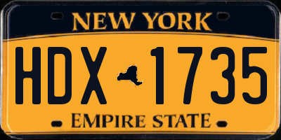 NY license plate HDX1735