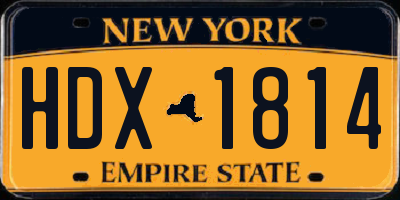 NY license plate HDX1814