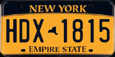 NY license plate HDX1815