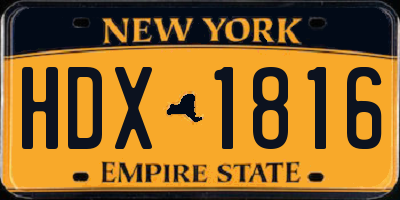 NY license plate HDX1816