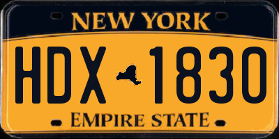 NY license plate HDX1830