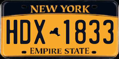 NY license plate HDX1833