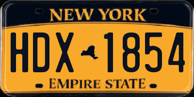 NY license plate HDX1854