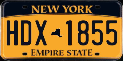NY license plate HDX1855