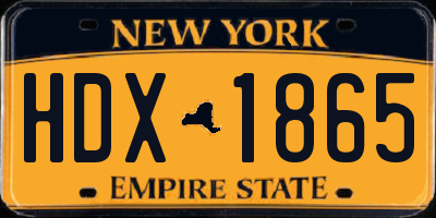 NY license plate HDX1865