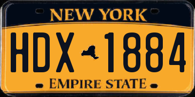 NY license plate HDX1884