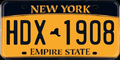 NY license plate HDX1908