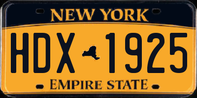NY license plate HDX1925