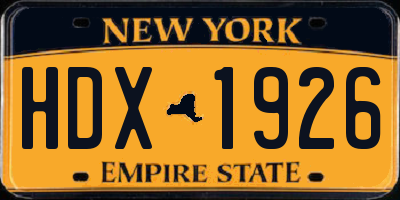 NY license plate HDX1926