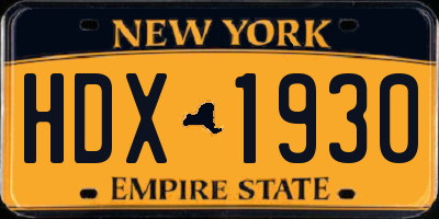 NY license plate HDX1930