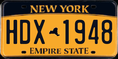 NY license plate HDX1948