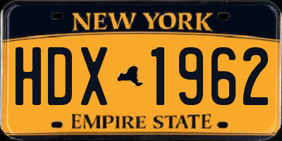 NY license plate HDX1962