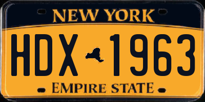 NY license plate HDX1963
