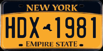 NY license plate HDX1981