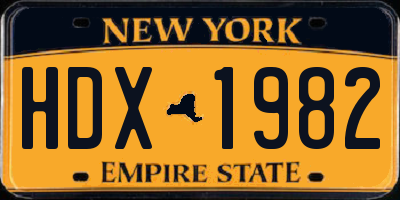 NY license plate HDX1982