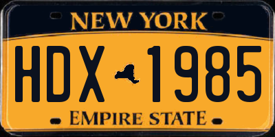 NY license plate HDX1985