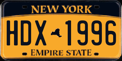 NY license plate HDX1996