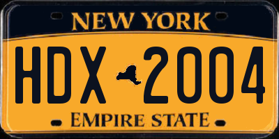 NY license plate HDX2004